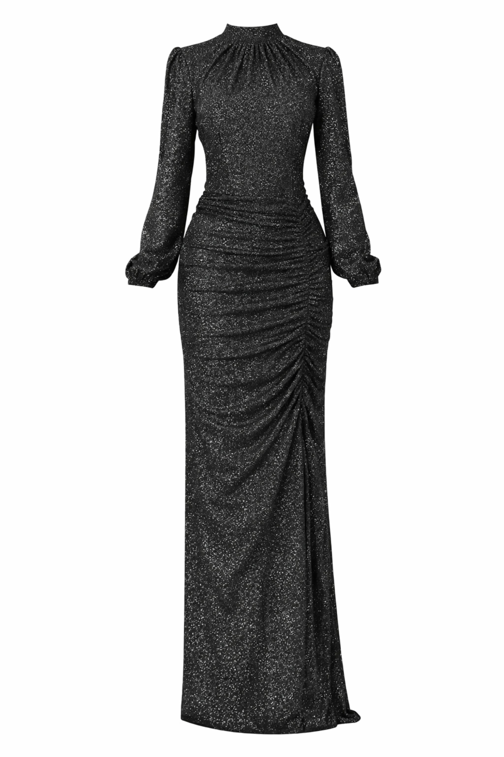 fashionshowcase Abendkleid langärmliges Maxikleid Damen Abaya Kleid - Modest Fashion Abiye mit Kragen, voll bedeckt