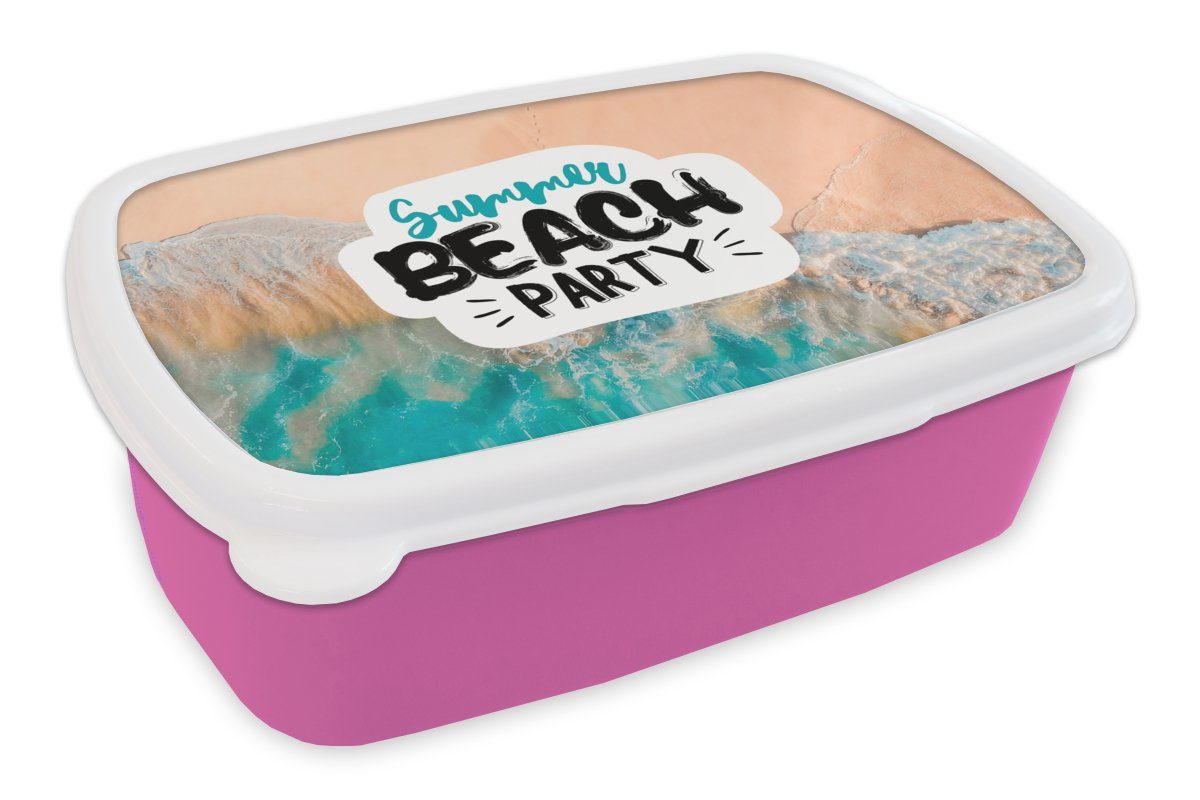 MuchoWow Lunchbox Kinder, Kunststoff, Kunststoff Mädchen, Strand Sprichwörter, Sommer - (2-tlg), - rosa Erwachsene, Snackbox, Brotbox für Brotdose