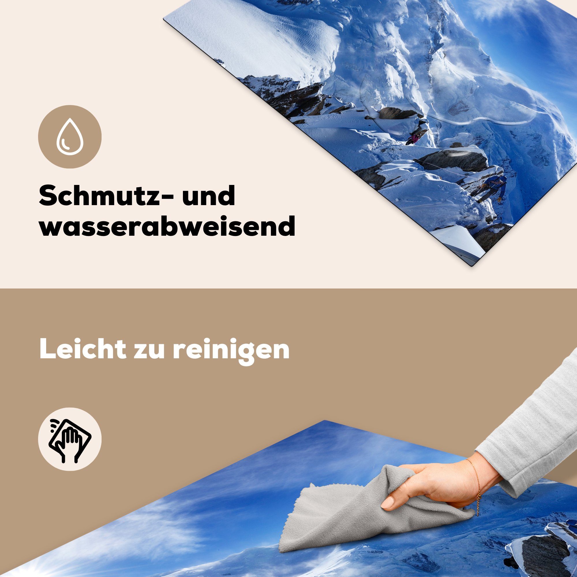 MuchoWow Herdblende-/Abdeckplatte Mont Blanc mit Vinyl, die Sonnenstrahlen, tlg), Schutz für Ceranfeldabdeckung (1 küche, Induktionskochfeld 81x52 schönen cm