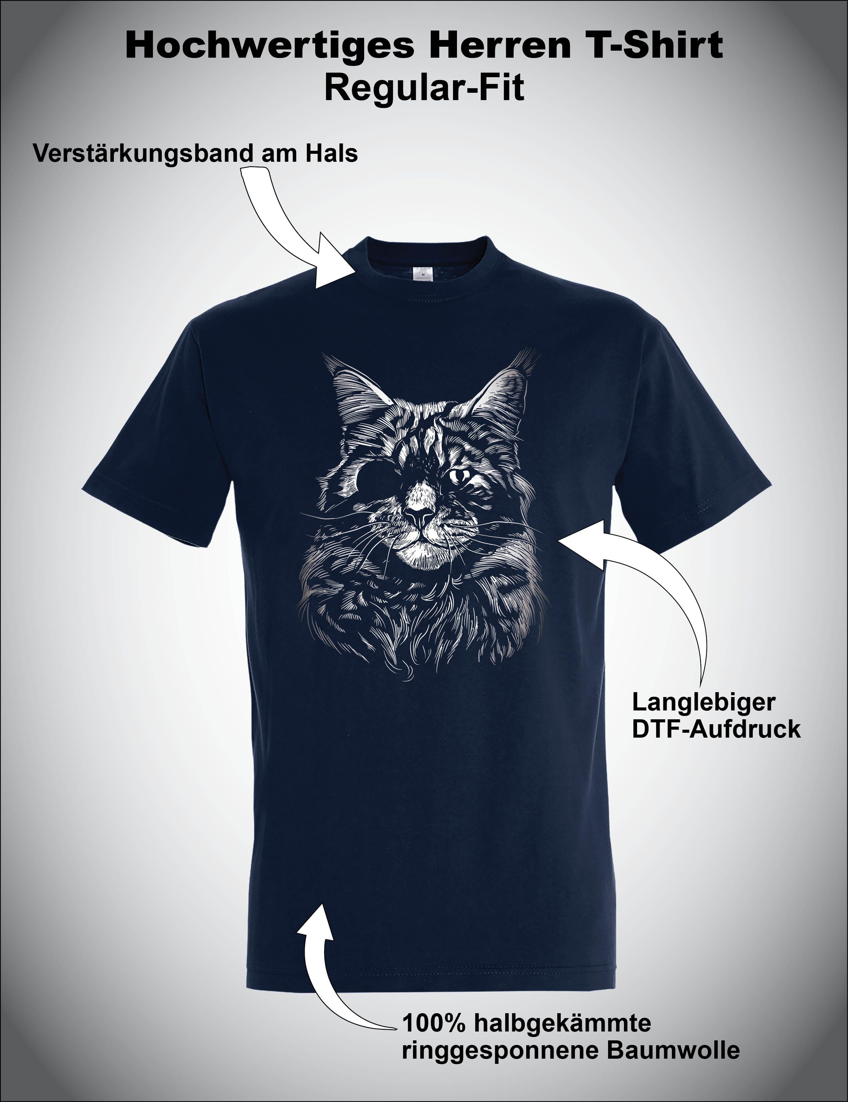 Youth Designz Print-Shirt "Katze Augenklappe" Herren T-Shirt Lustigen Print Statement Geschenk mit witzigen und stylischen Aufdruck für Männer