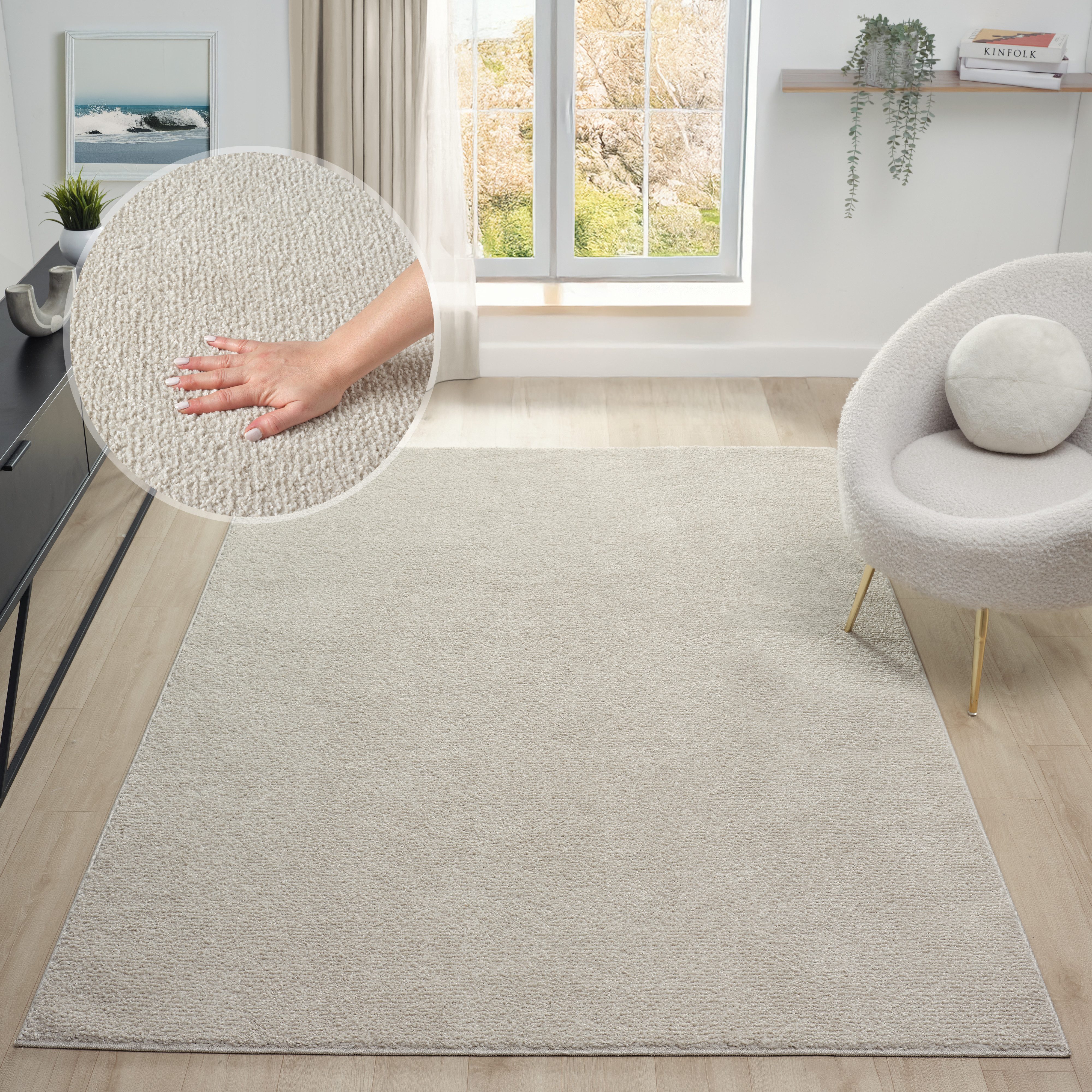 OTTO home Teppich Lisam, rechteckig, Höhe: 15 mm, meliert, uni, weich, Wohnzimmer, Schlafzimmer