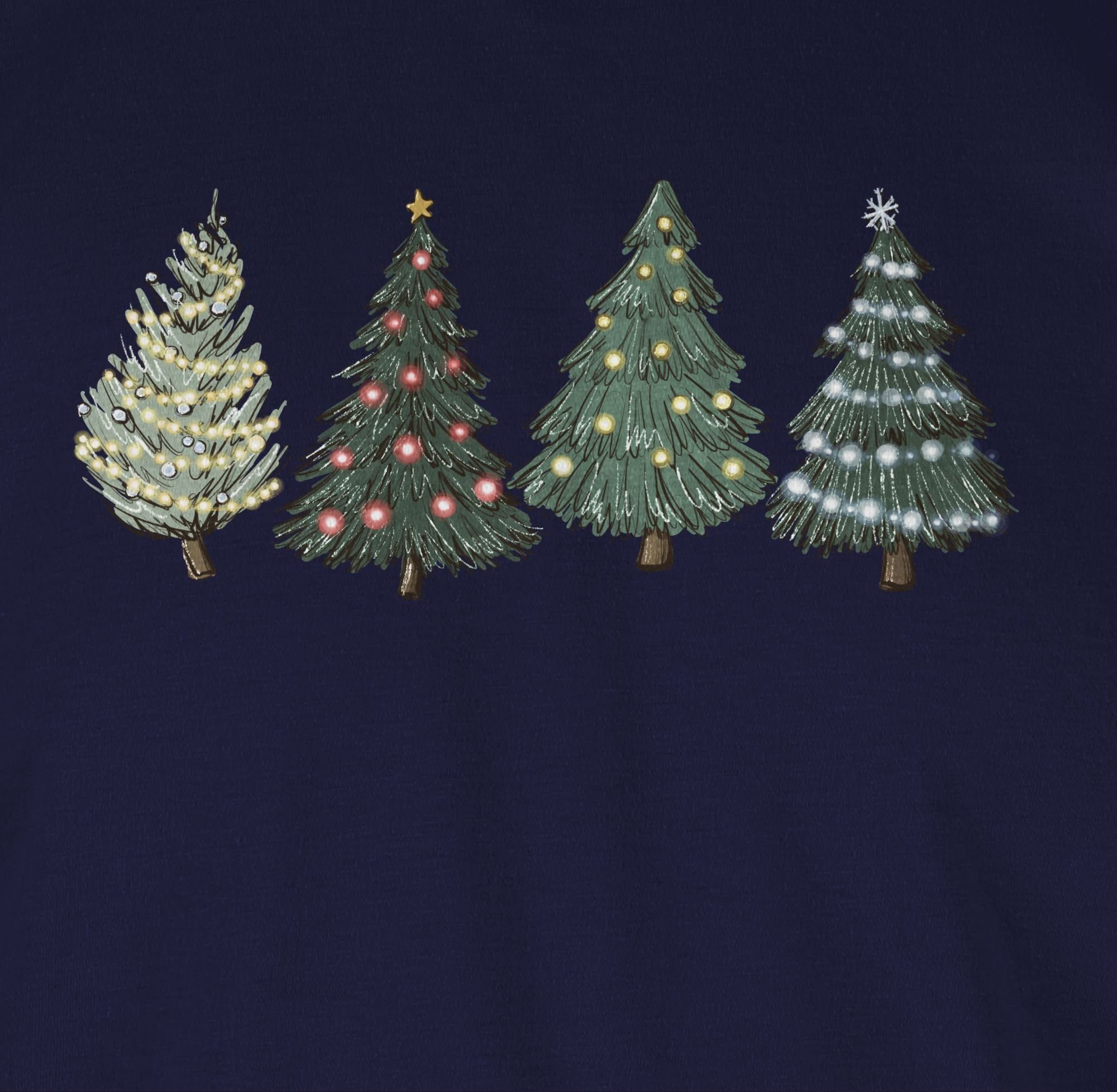 Blau Shirtracer 1 Weihachten Kleidung Navy Weihnachtsbäume Rundhalsshirt