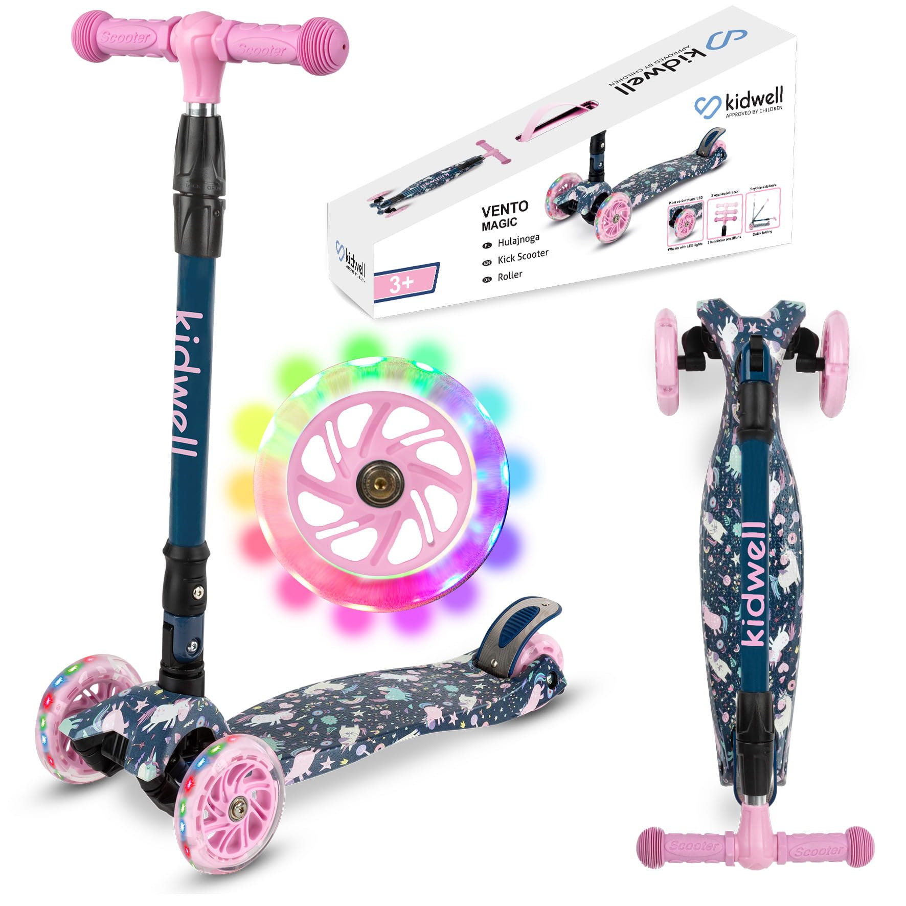 Dreiradscooter Kinderroller, Tretroller, Dreirad-Balance-Roller, Cityroller