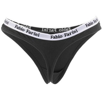 Fabio Farini String Damen Unterhosen - Frauen Tanga aus Baumwolle (Packung, 6-St) im sportlichen Look mit Designerbündchen