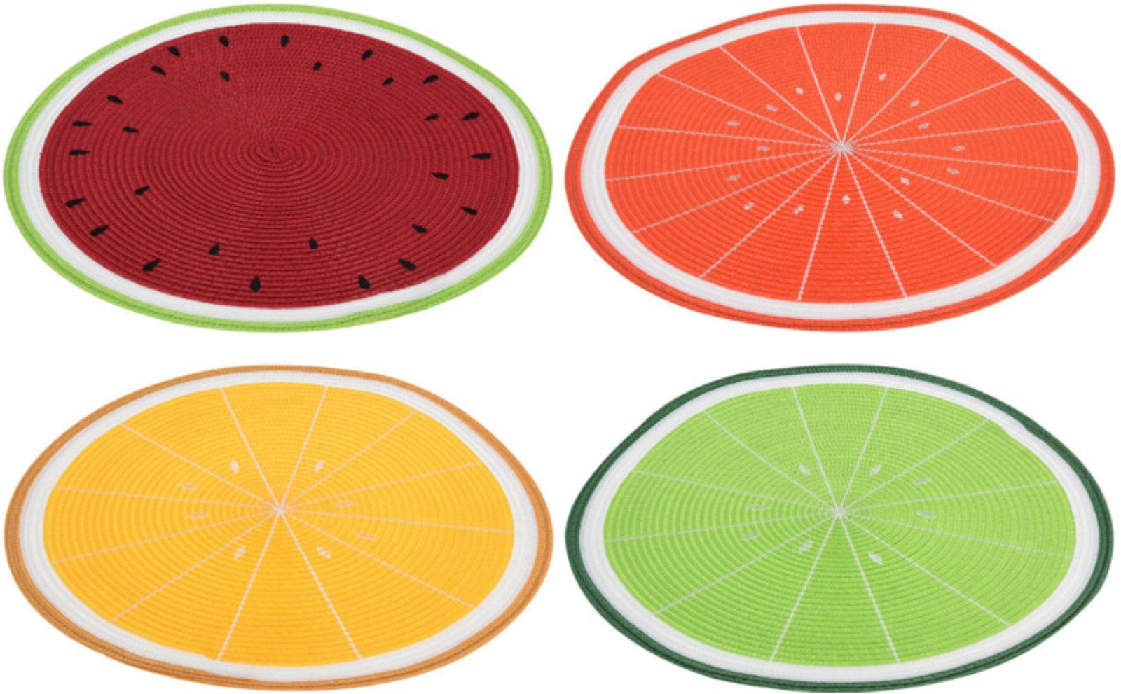 Koopman Platzset Tischset Platzteller Tischset Frucht 4 Tlg. Set, (Set, 4-St., Packung), 4 Stk, Fruchtmix, Ø 38cm, Polyester, Esstisch