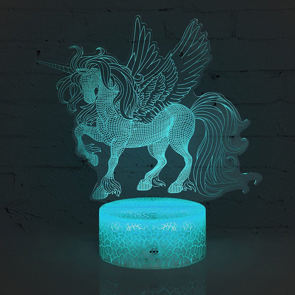 LED 3D Einhorn-Serie Nachtlicht Kinder 16 Nachtlicht, Bunte 16 LED Farbwechsel-KX-1238 16 Tisch Geschenk, Tischlampe, Farbwechsel Rosnek Veränderung, LED wechselbar,