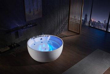 JVmoebel Whirlpool-Badewanne Rund Badewanne Whirlpool Wanne Relax Wannen Spa Weiß 150 cm, (1-tlg), Made in Europa