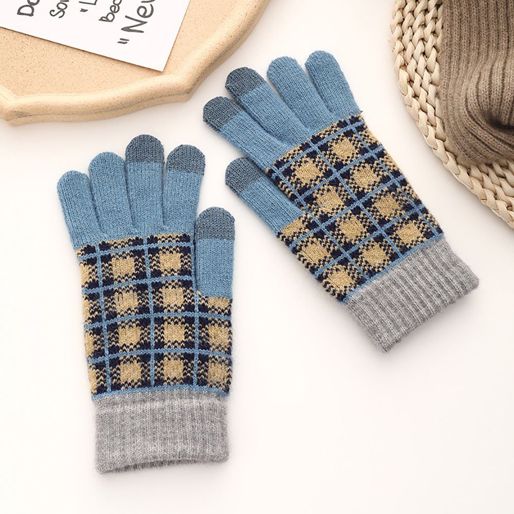 ZanMax Strickhandschuhe Warm Paar Handschuhe Blau Winter Touchscreen gestrickte Handschuhe 1