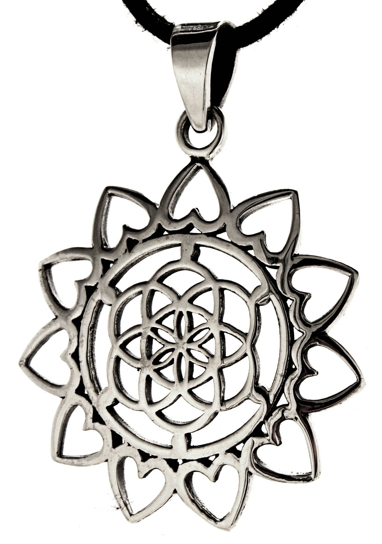 Kiss of Leather Kettenanhänger Blume des Lebens Anhänger 925 Silber Flower of Life Harmonie