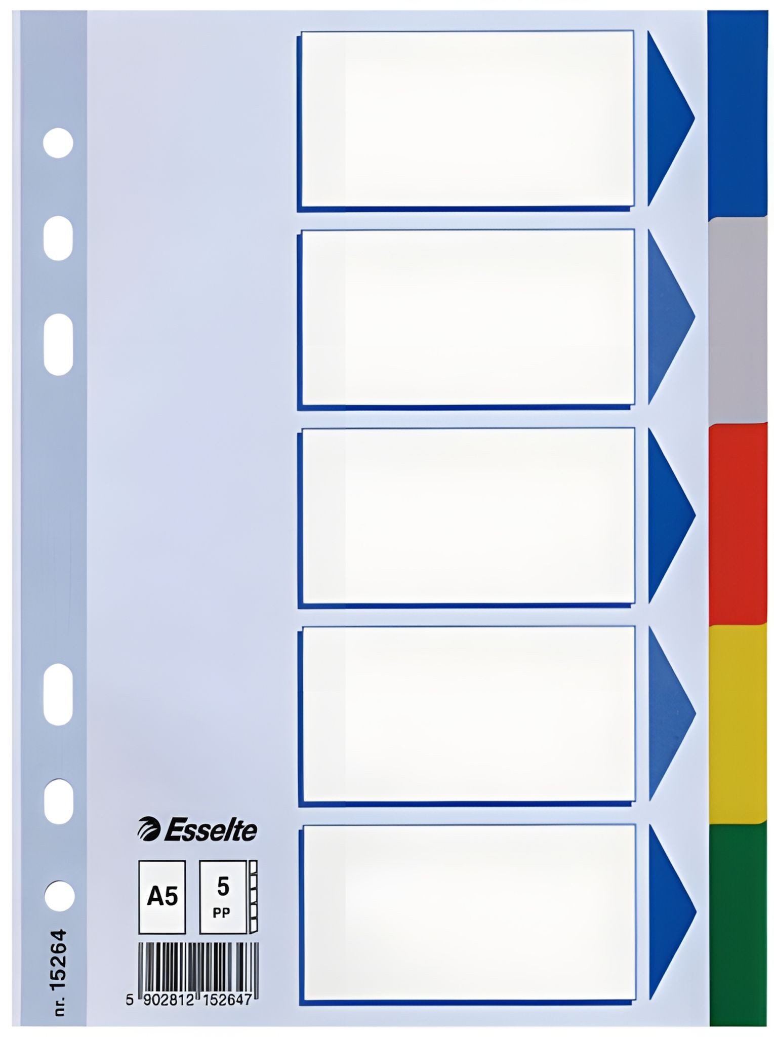 LEITZ Aktenordner LEITZ Register A5 unliniert bunt 5tlg. Farbregister A5 5 Tabe PP