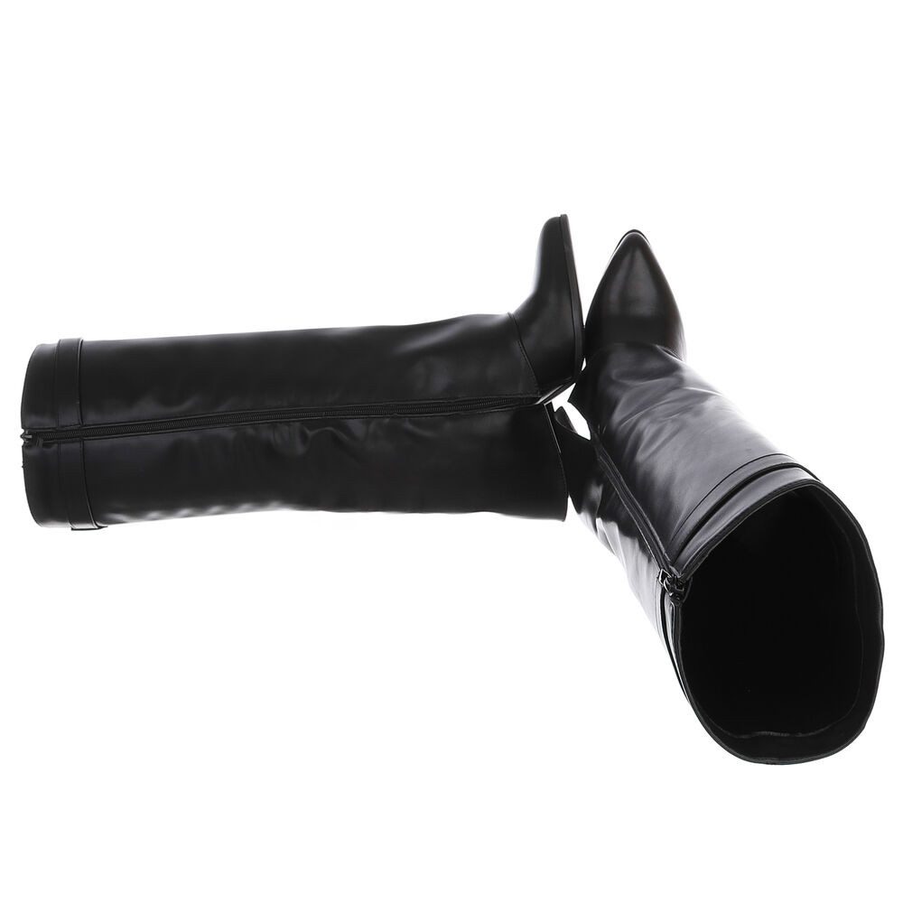 Ital-Design Elegante kniehohe Stiefelette mit Blockabsatz für Damen High-He günstig online kaufen