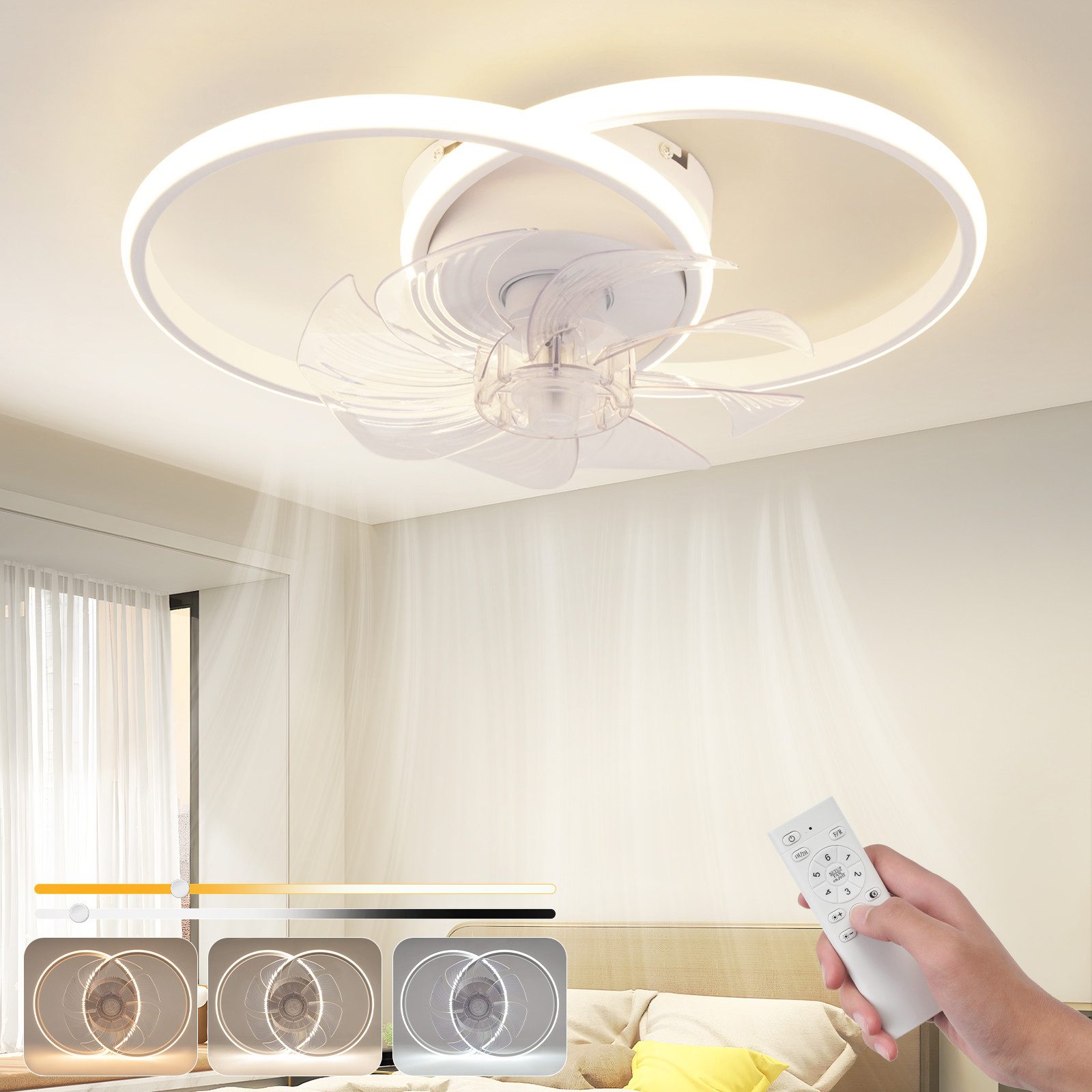 Nettlife Deckenventilator Mit Licht LED 36W günstig online kaufen