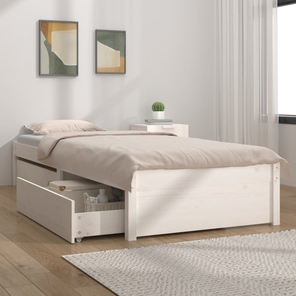 vidaXL Bett Bett mit Schubladen Weiß 90x200 cm
