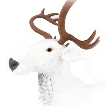 Bubble-Store Weihnachtsfigur Weihnachtsdekoration liegendes Rentier mit weißem glitzerndem Kunstfel