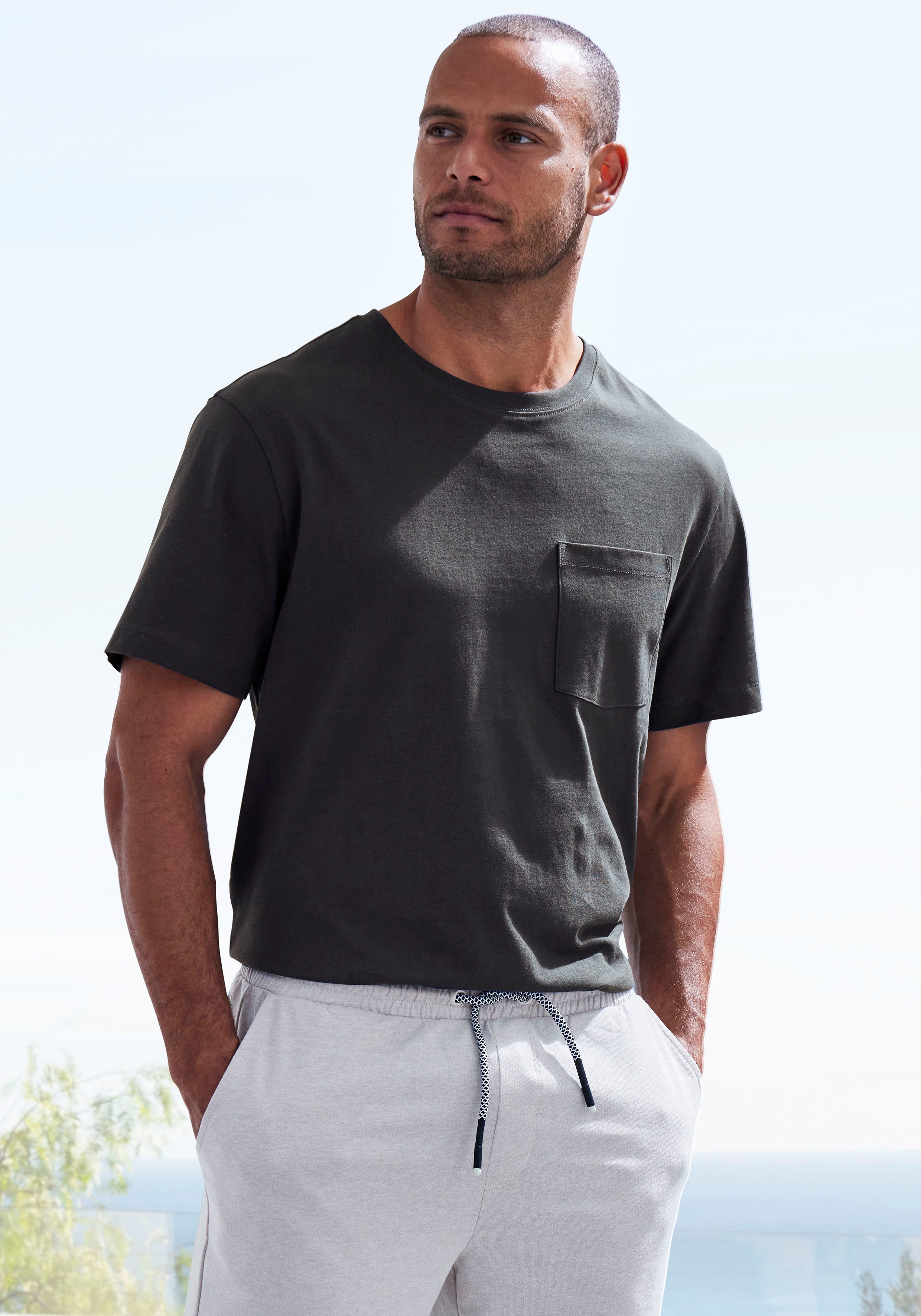 John Devin T-Shirt (2-tlg., 2er-Pack) mit Brusttasche günstig online kaufen