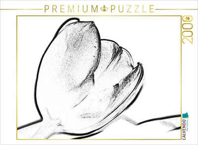 CALVENDO Puzzle CALVENDO Puzzle Tulpe in Schwarz Weiß. 2000 Teile Lege-Größe 90 x 67 cm Foto-Puzzle Bild von Marlise Gaudig, 2000 Puzzleteile