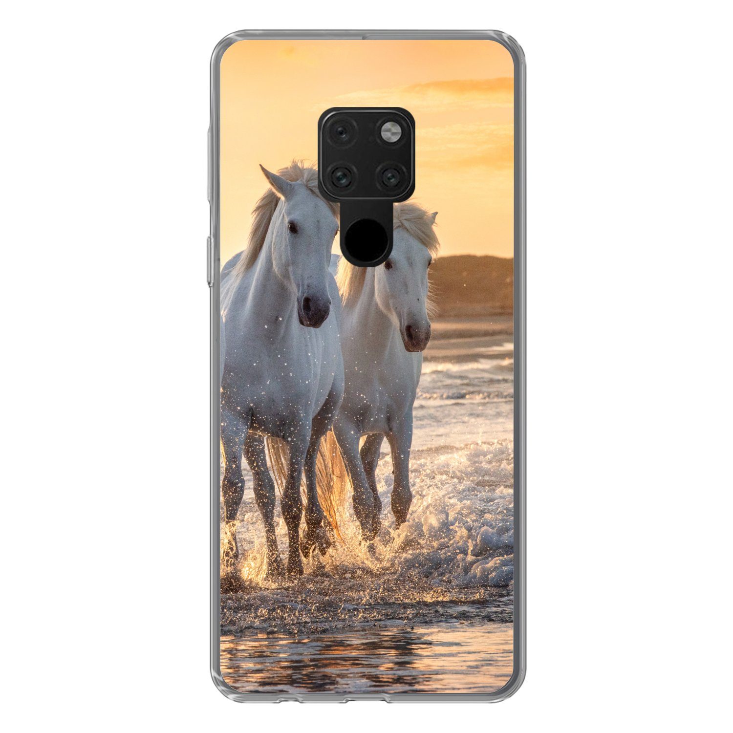 MuchoWow Handyhülle für Huawei P40 Lite Pferde - Wasser - Strand - Tiere, Handy Case, Silikon, Bumper Case Dünn