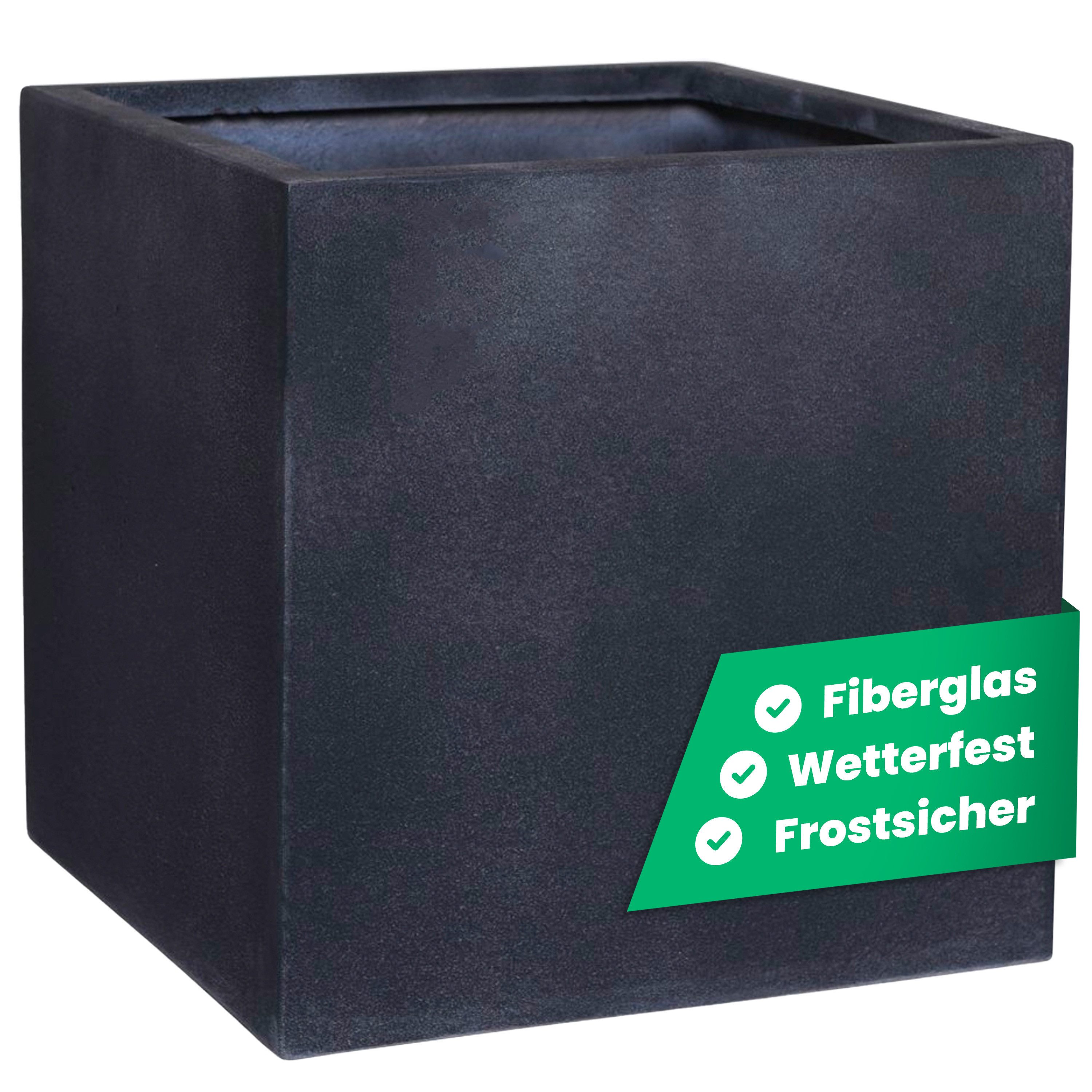 VIVANNO Pflanzkübel Fiberglas BLOCK Würfel - Kieselanthrazit Steinoptik (1 St), 40x40x40 cm