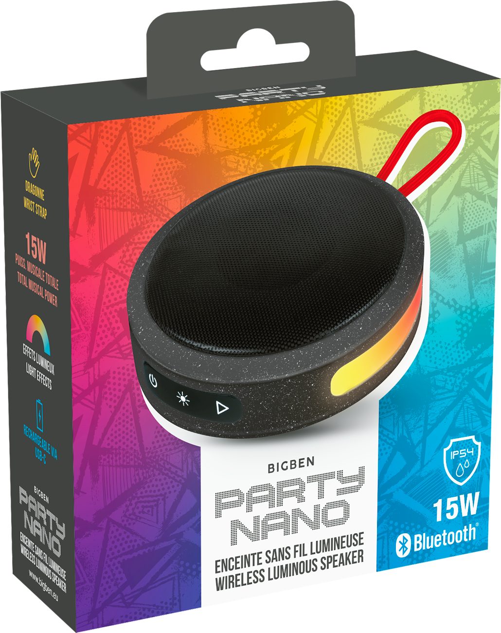 BigBen PARTY Nano [BT-Speaker/disco lighting] black/red Bluetooth-Lautsprecher