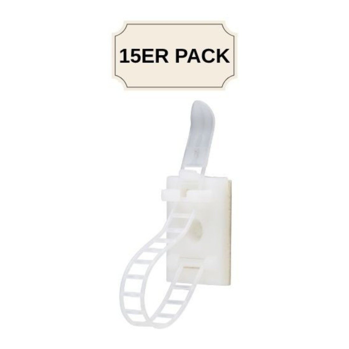 Kopp Uhr Kopp Kabelhalter selbstklebend 15 Stück Weiß 8,5 cm Wetterbeständig (Selbstklebende Kabelklemmen Kabelclip Kabelmanagement 15ER)