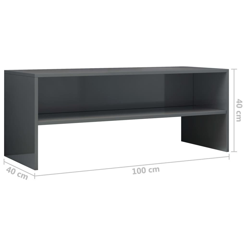 TV-Schrank furnicato Hochglanz-Grau 100x40x40 Holzwerkstoff cm