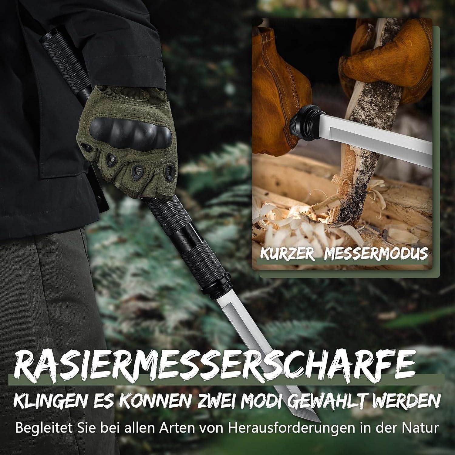 LuxusKollektion Survival Knife Messer Feststehend 5in1 Jagdmesser D2 Stahl Bushcraft Tanto Messer