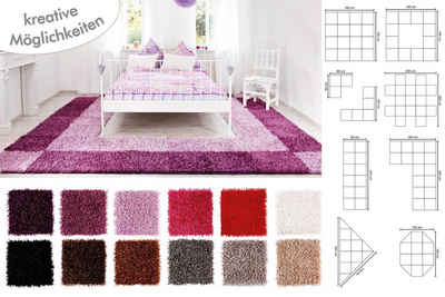 Hochflor-Teppich »DYI - kreativ zusammenstellbar«, misento, quadratisch, Höhe 40 mm, Teppichfliesen 40 x 40 cm, 12 Farben
