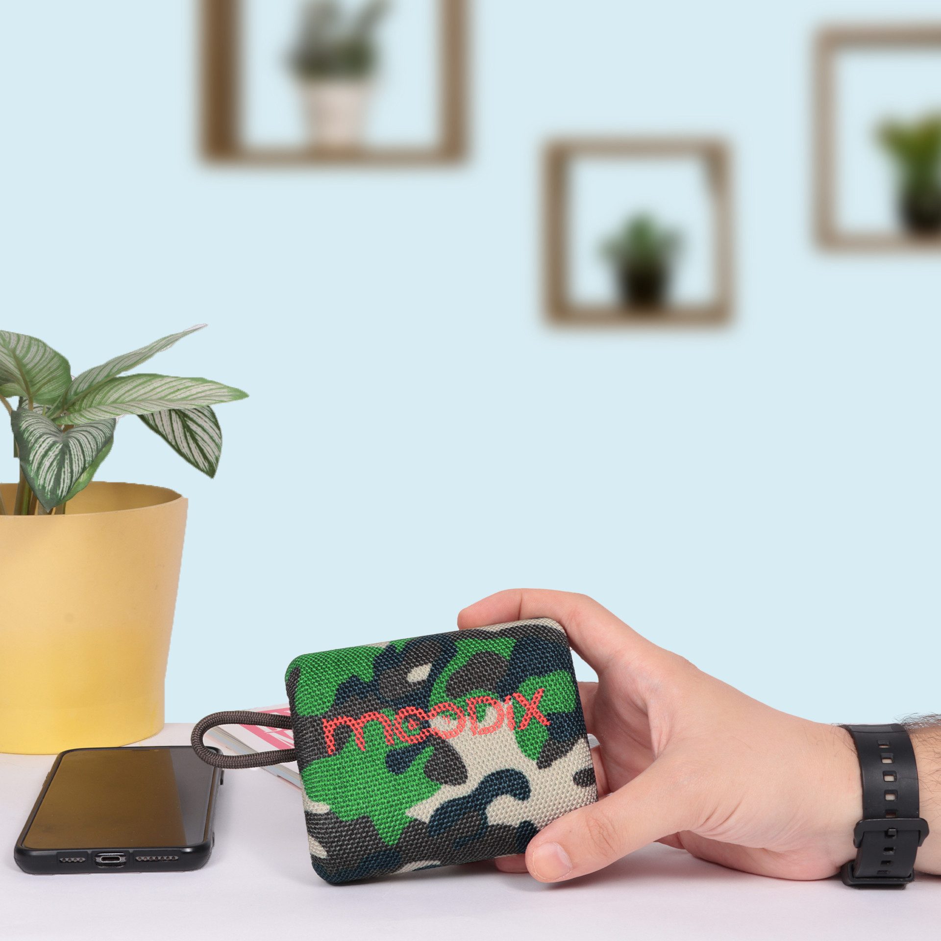 Moodix KI23TM02 Bluetooth Lautsprecher, Camouflage 5W, Stylisch Portable-Lautsprecher