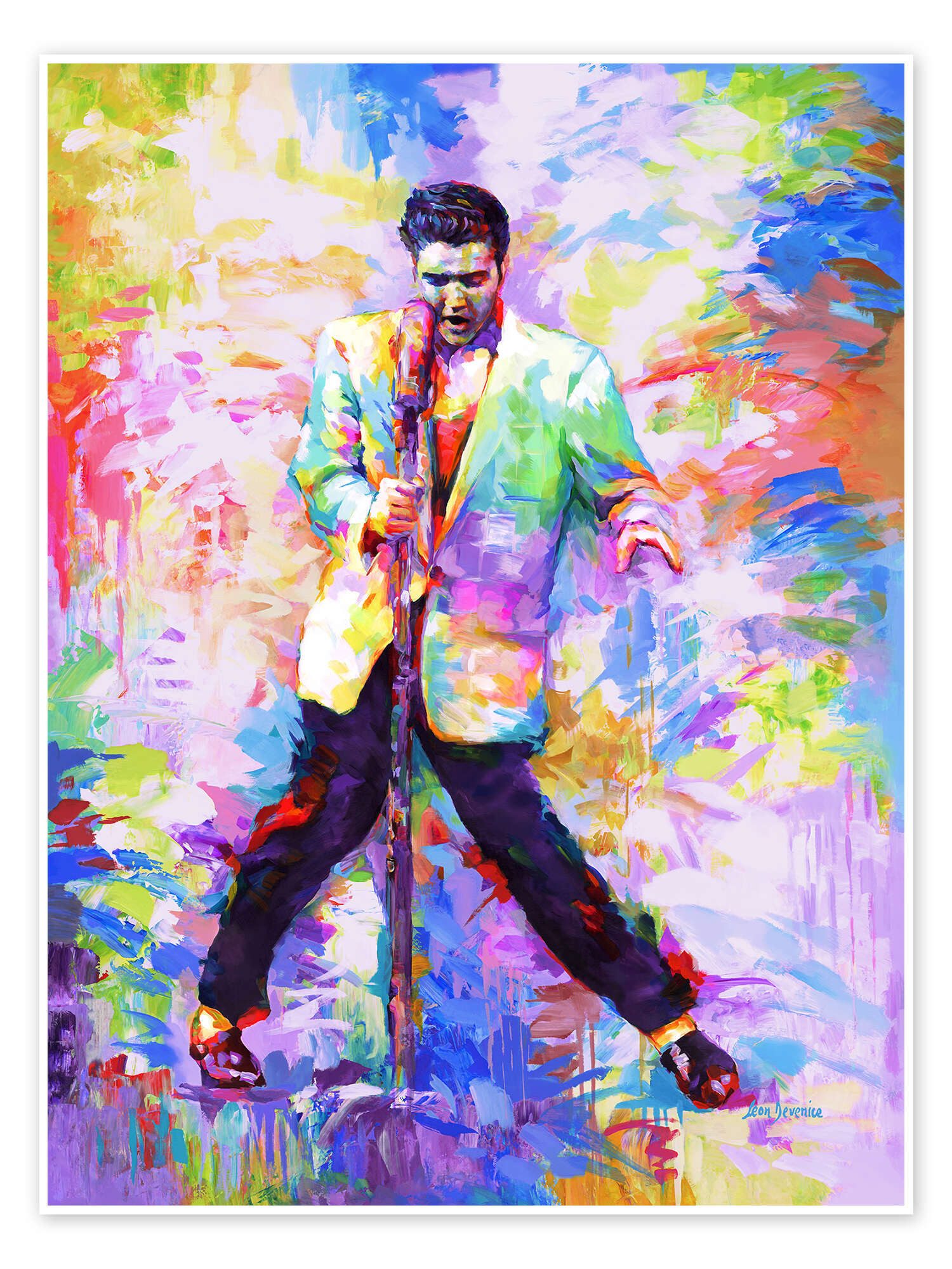 Posterlounge Wandbild Elvis Presley Pop Art, Leon Devenice, erhältlich als Poster, Leinwandbild, Wandsticker oder Acrylglasbild