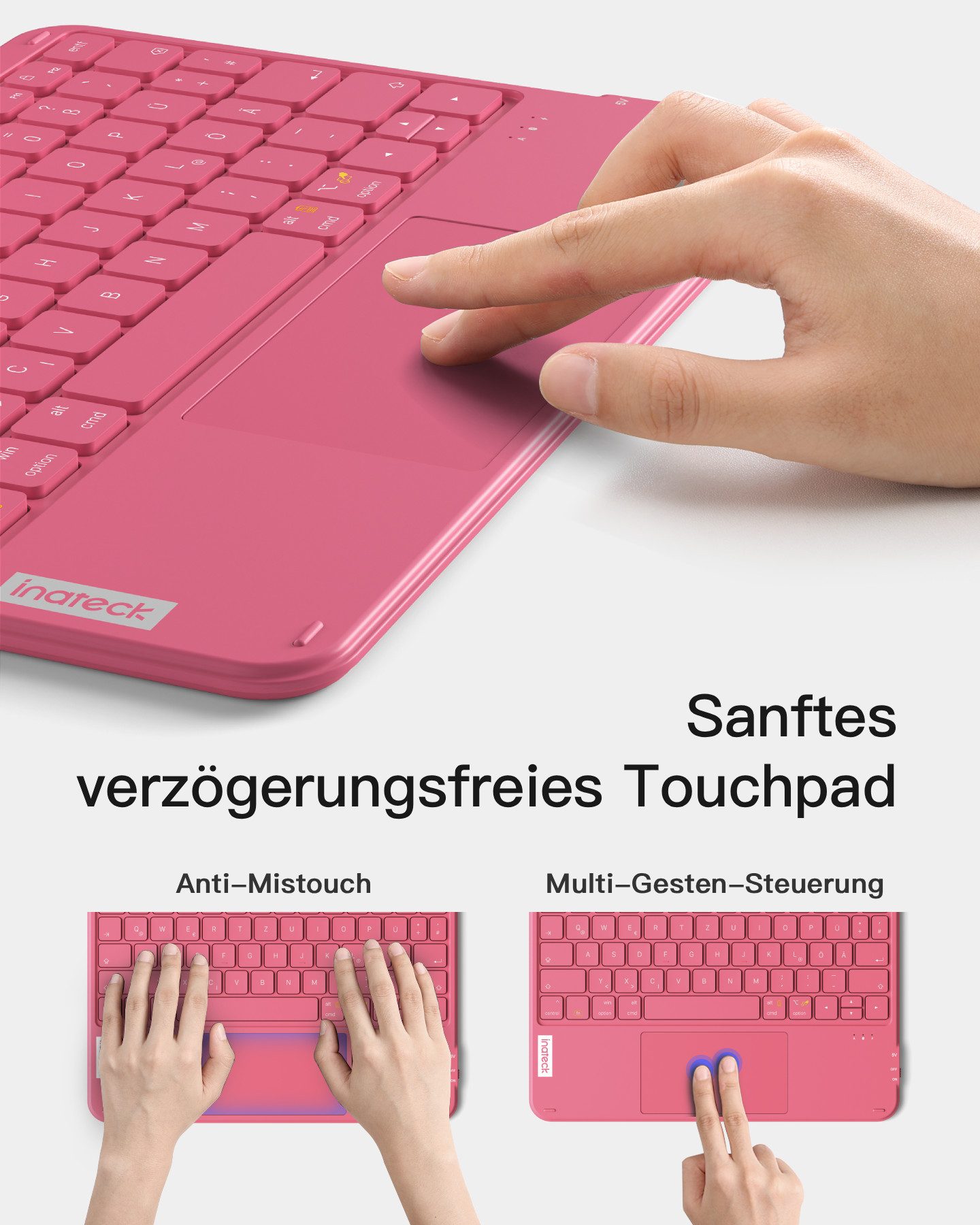Inateck Ultraleichte für iPad/Tablet/Windows/Laptop/PC Tablet Tastatur mit Touchpad (Kabellose) – Bild 5 von 5