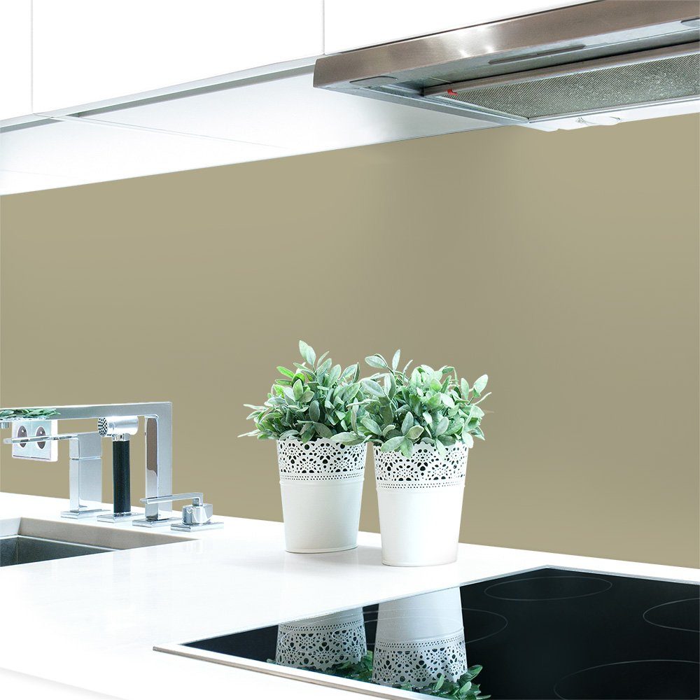 DRUCK-EXPERT Küchenrückwand Küchenrückwand Gelbtöne 2 Unifarben Premium Hart-PVC 0,4 mm selbstklebend Olivgelb ~ RAL 1020
