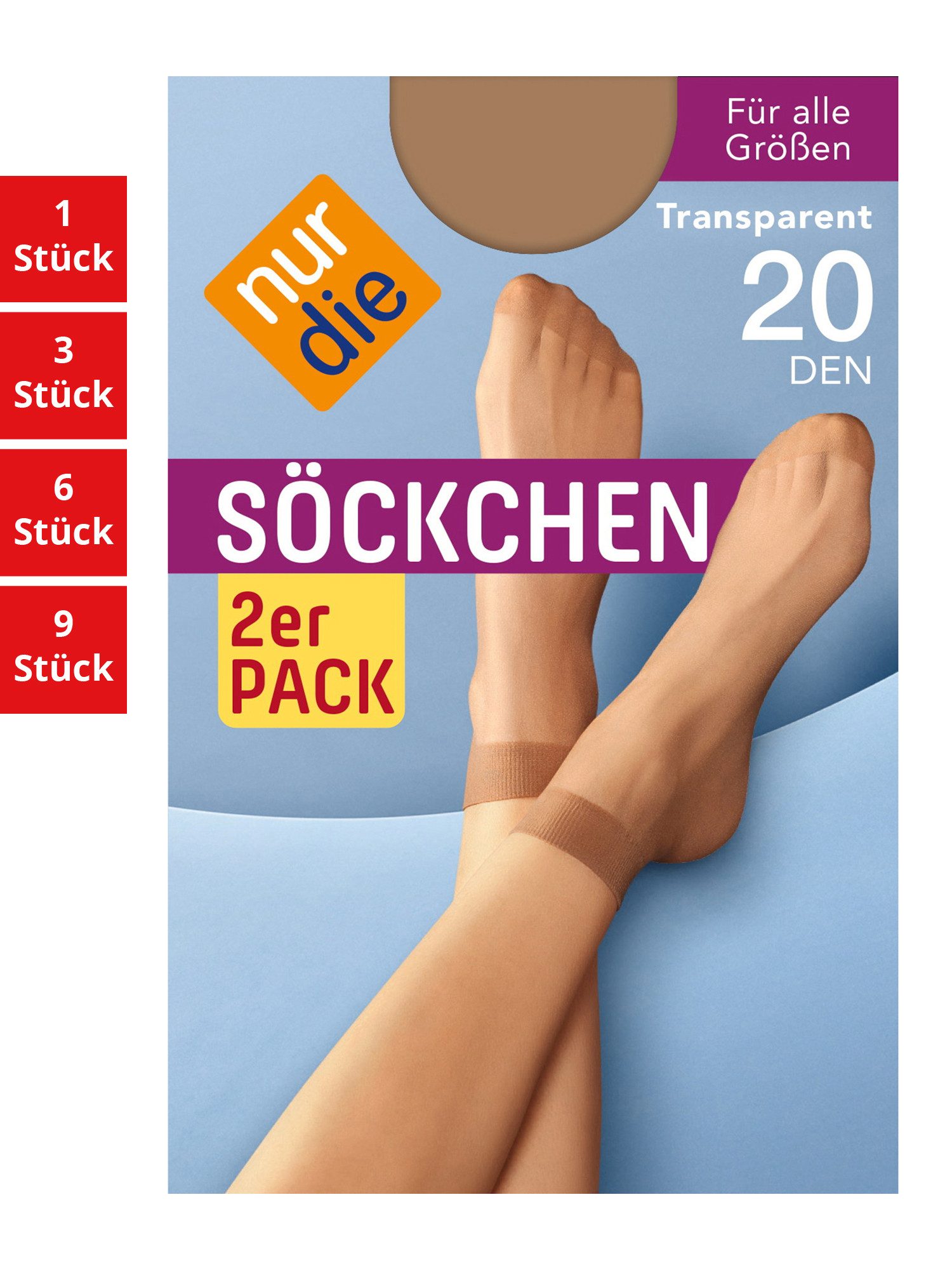 Nur Die Підслідники 20 DEN Damen (1er/3er/6er/9er Pack, 2-Paar) sneaker-socken strumpf strümpfe