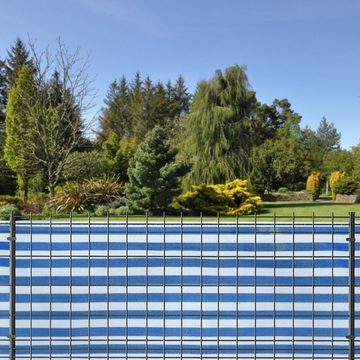 relaxdays Sichtschutzzaunmatten Zaunblende 1 m hoch blau-weiß gestreift, 1 x 20 Meter