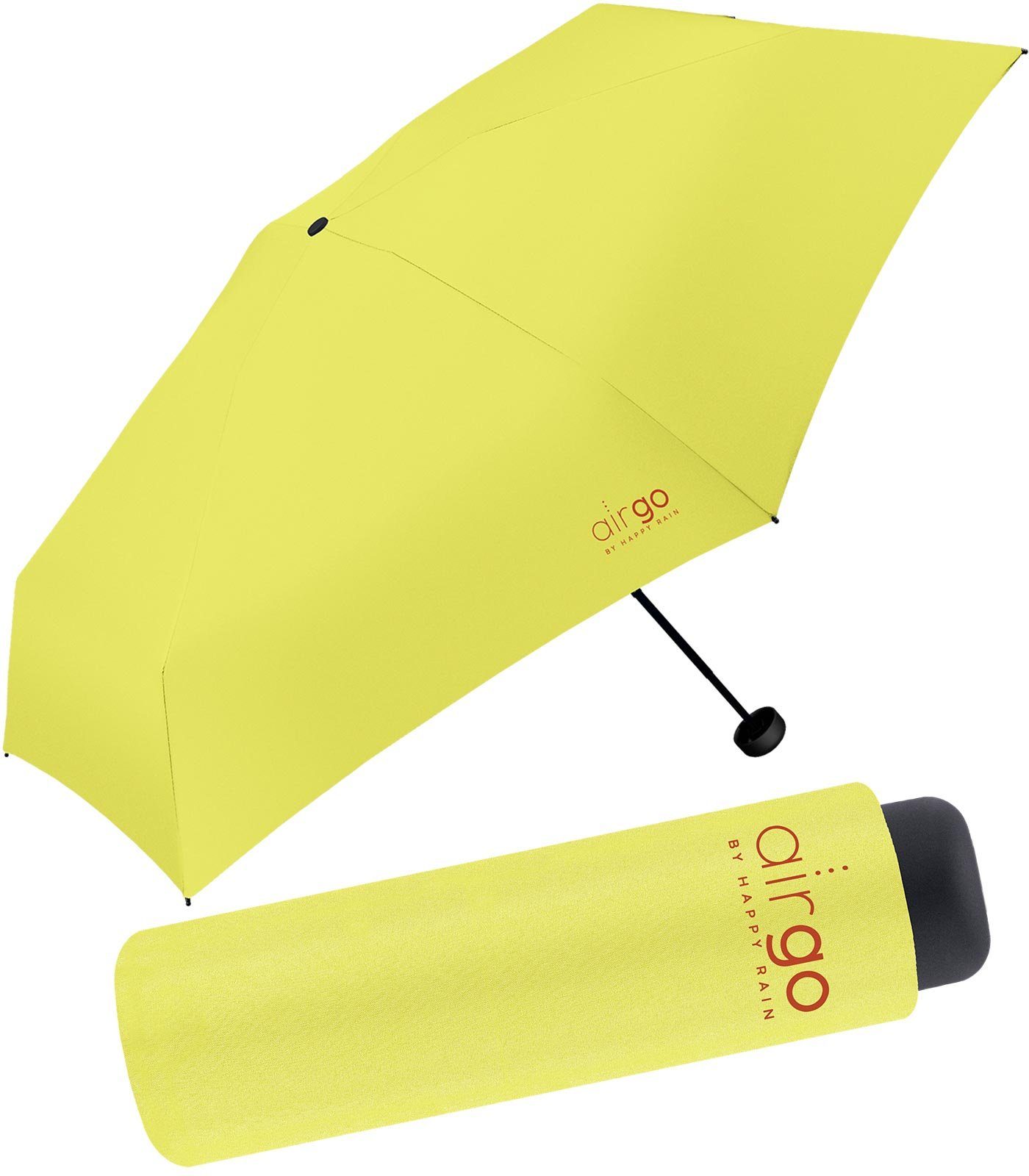 HAPPY RAIN Taschenregenschirm Air Go - 137 Gramm Supermini-Schirm superleicht, perfekt für die Handtasche und das Reisegepäck gelb