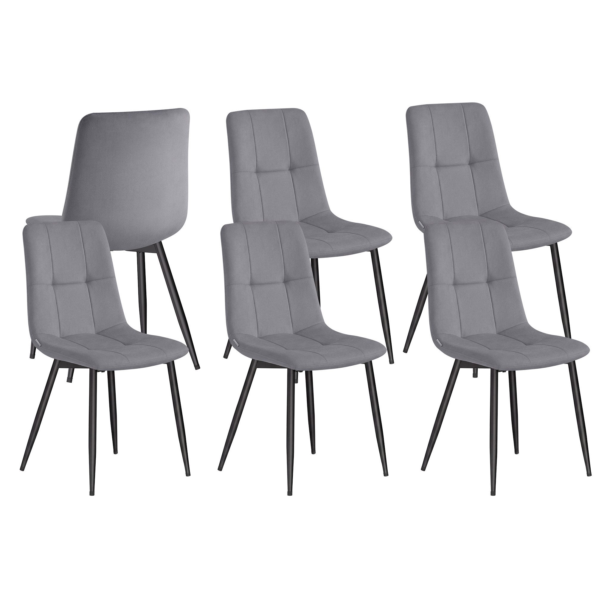 VASAGLE Esszimmerstuhl Sessel mit verstellbaren Füßen, für Wohnzimmer (6 St), Esszimmerstühle Samt, Küchenstühle, modern, gepolstert, 6er Set