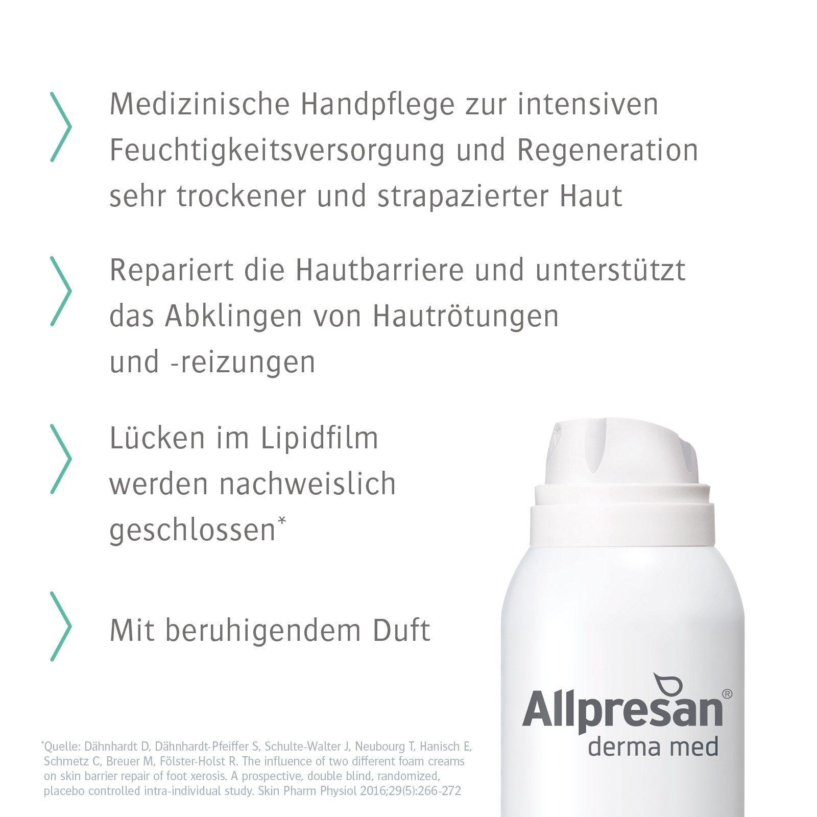 Allpresan Handmousse Allpresan hydro Repair Schaum-Creme Hände beruhigender Duft 100ml Reparierende, 1-tlg., schnell einziehende, medizinische Hautpflege für trockene Hände