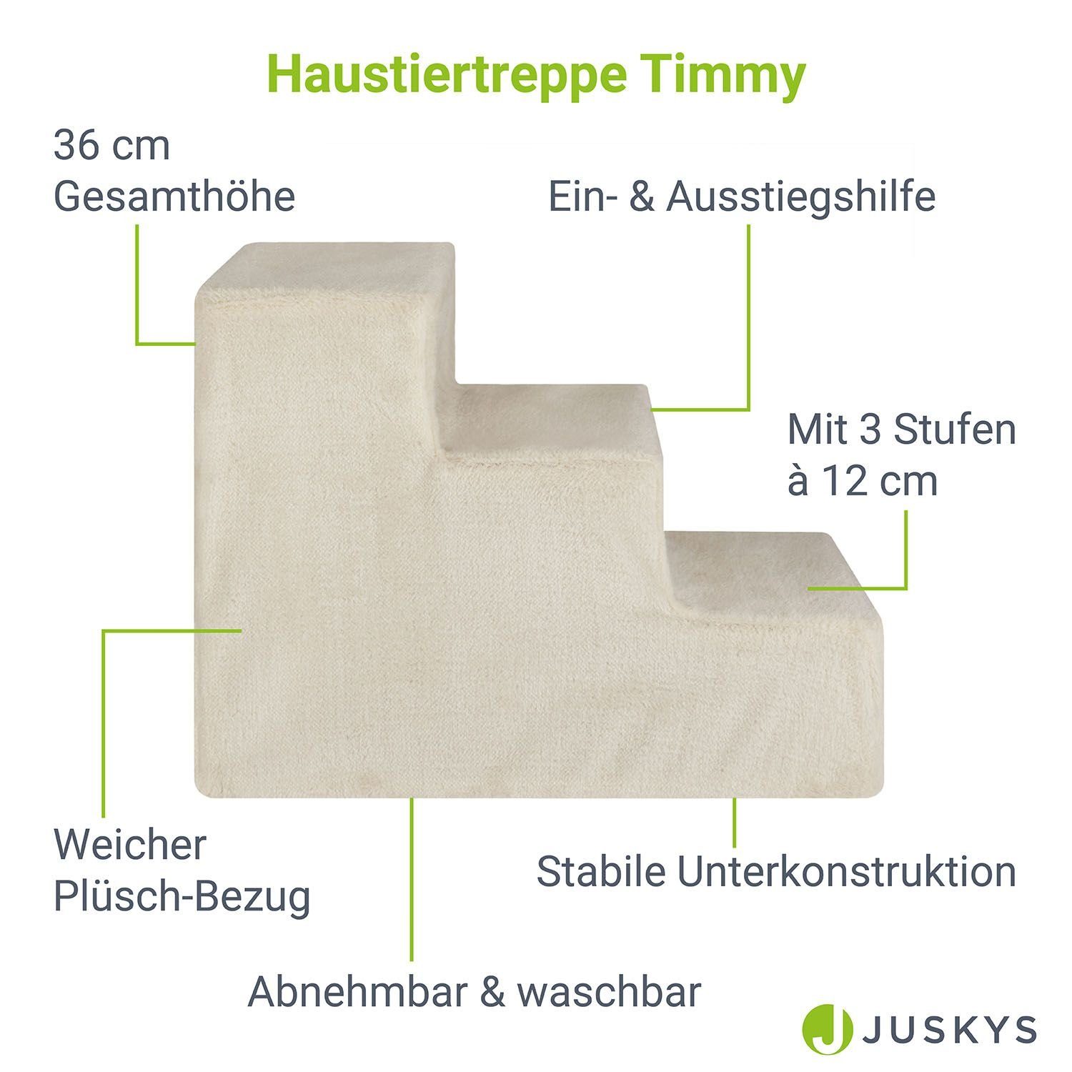 Juskys Haustiertreppe Timmy, waschbarer Plüschbezug, belastbar bis 50 kg