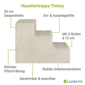 Juskys Haustiertreppe Timmy, waschbarer Plüschbezug, belastbar bis 50 kg