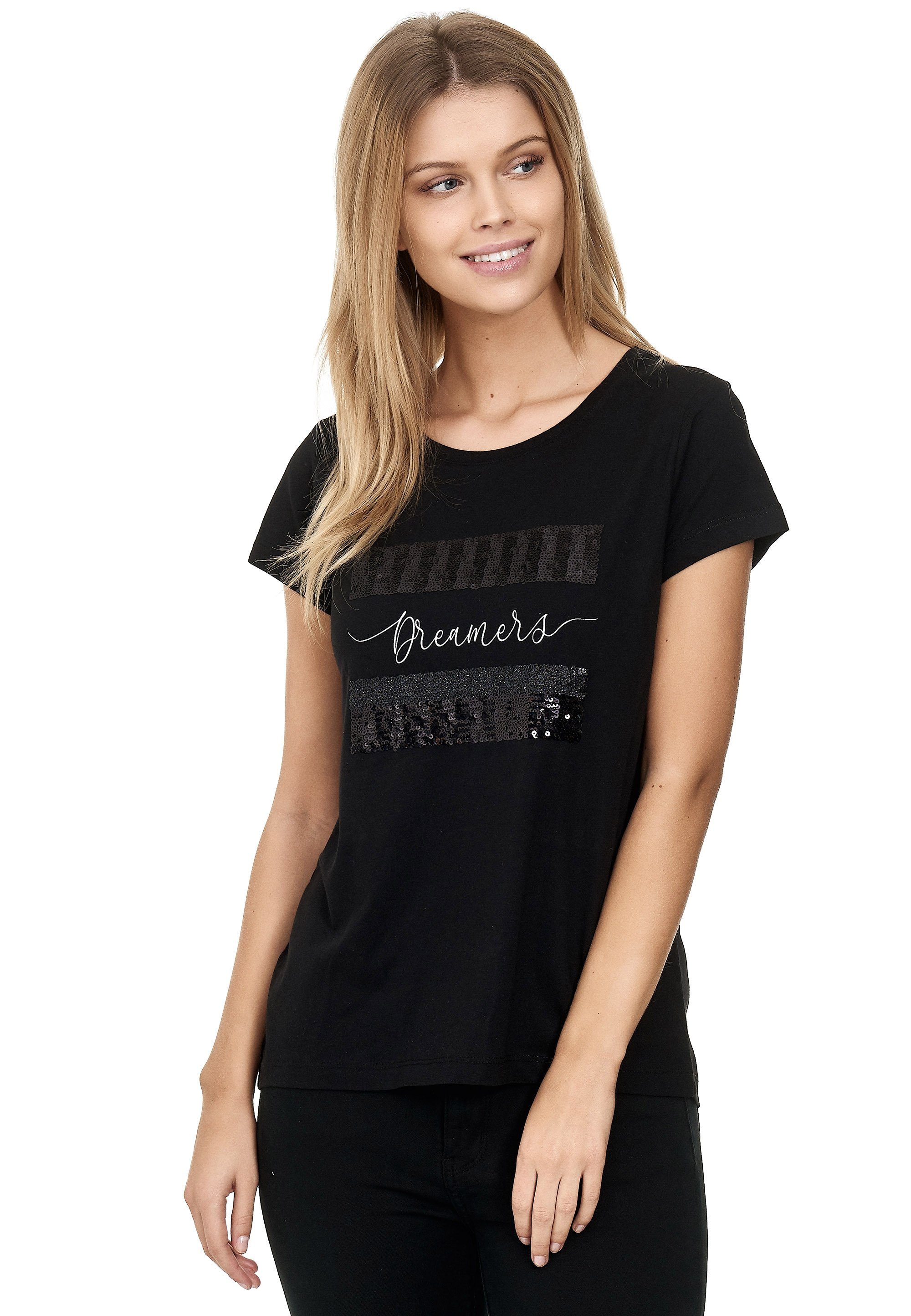 Decay T-Shirt schwarz mit Pailletten-Detail