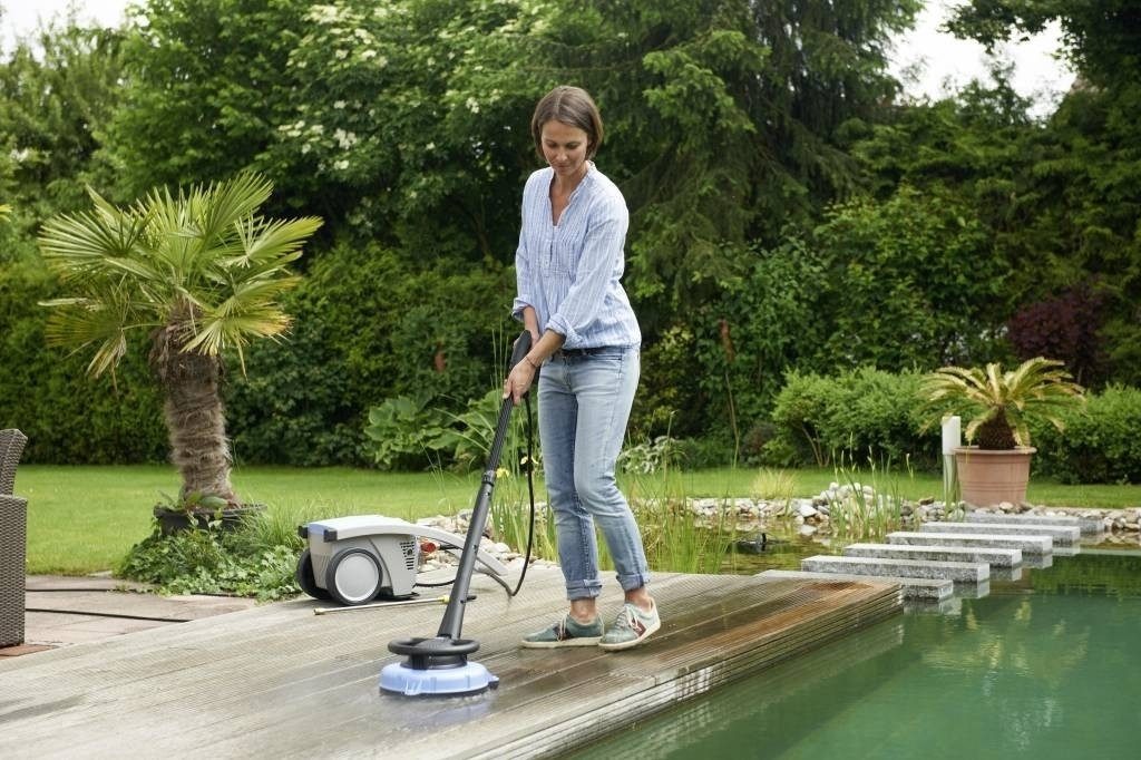 Kränzle Flächenreiniger Round Cleaner UFO Bodenwäscher Terrassenreiniger F, passend für Kränzle Hochdruckreiniger mit M22x1,5 Schraubkupplung, (1-tlg), Bürstengleiter