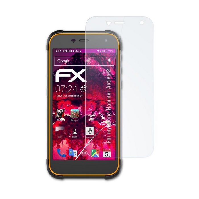 atFoliX Schutzfolie Panzerglasfolie für myPhone Hammer Active 2 Ultradünn und superhart