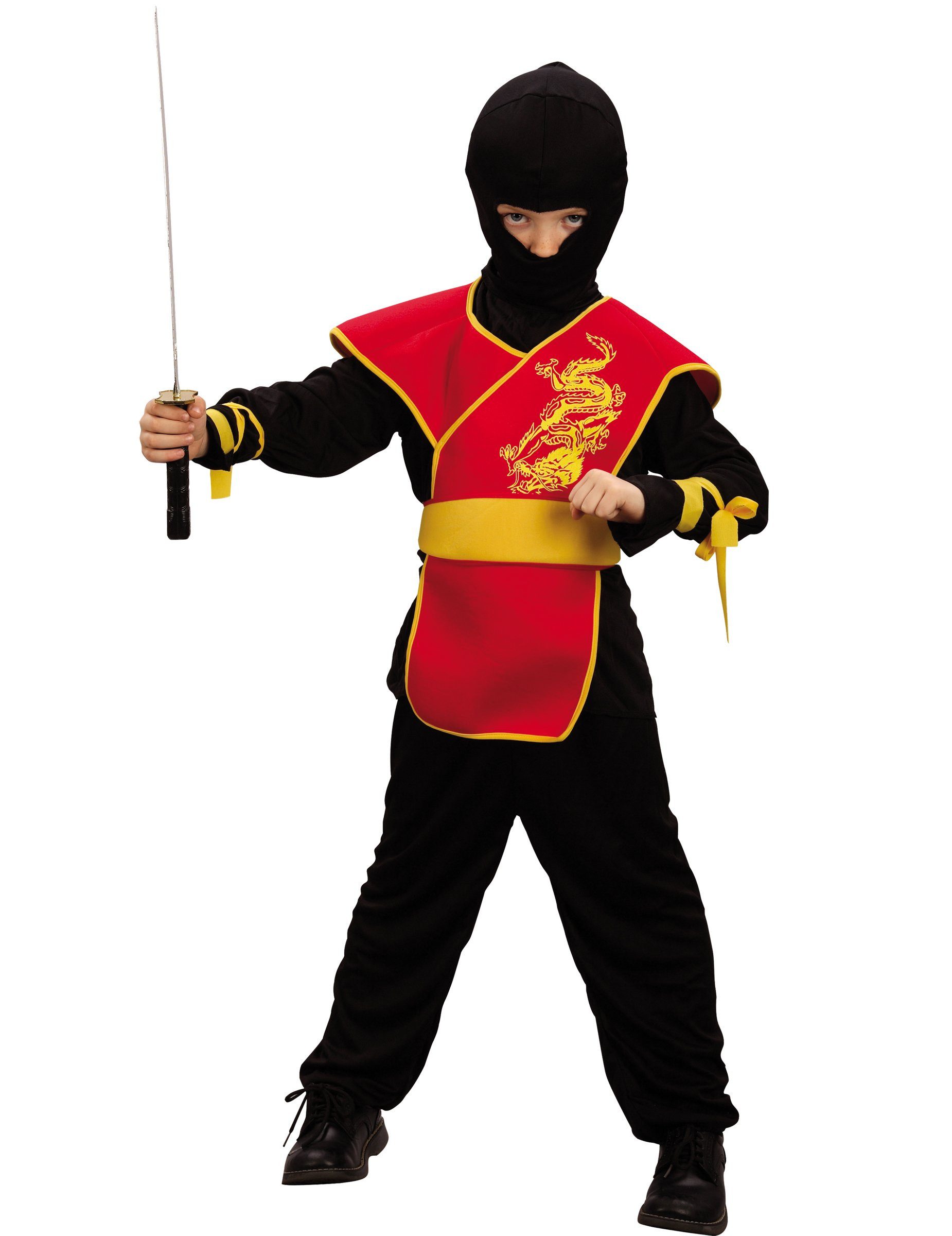 Kostüm Ninja Kinderkostüm Asia-Krieger schwarz-rot