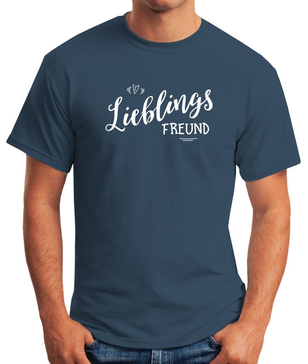 MoonWorks Print-Shirt Print Freund Lieblingsfreund Liebe blau Geschenk Partner T-Shirt Freundschaft Moonworks® mit Herren