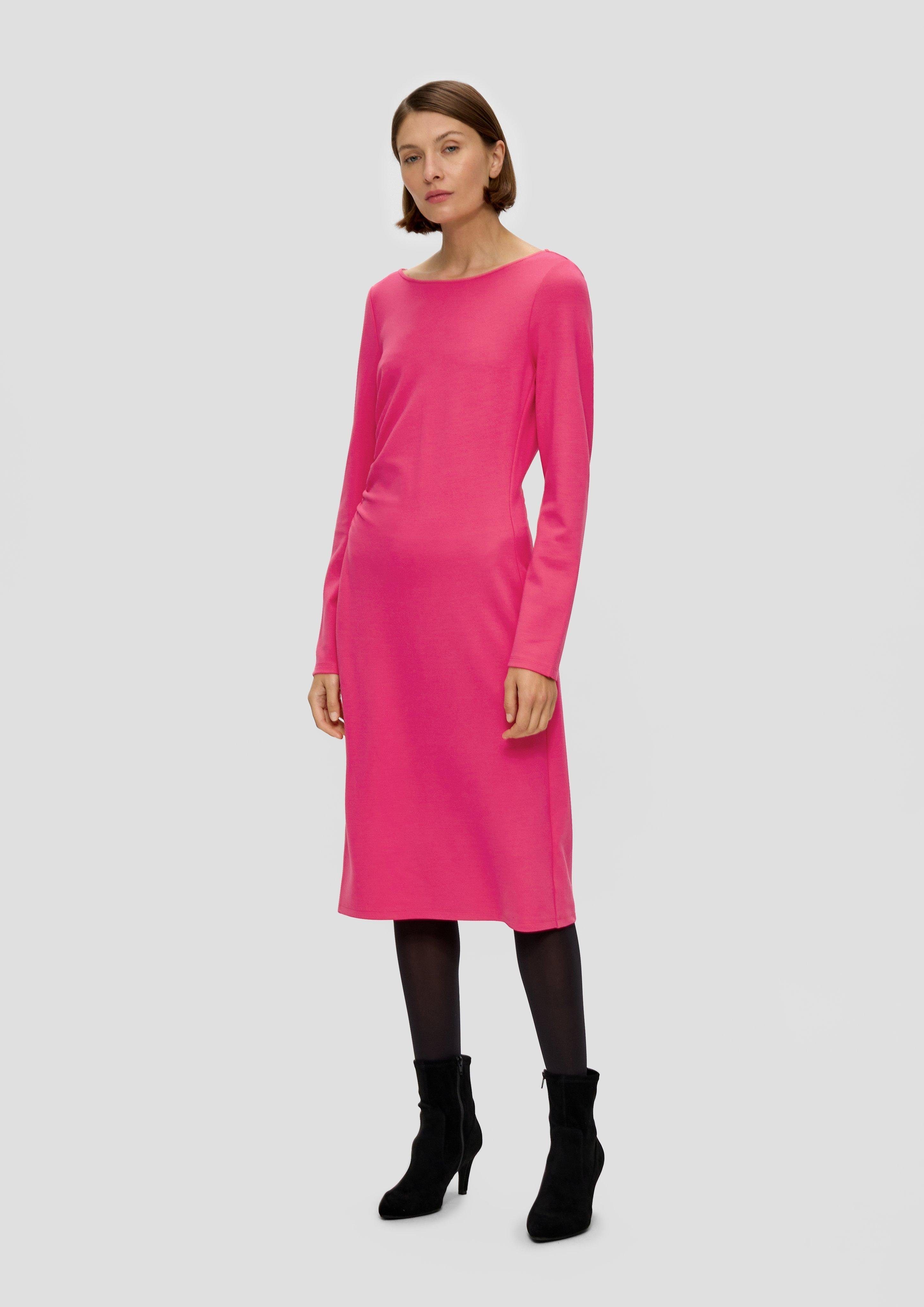 aus s.Oliver pink Viskosemix LABEL Minikleid BLACK Raffung Jerseykleid