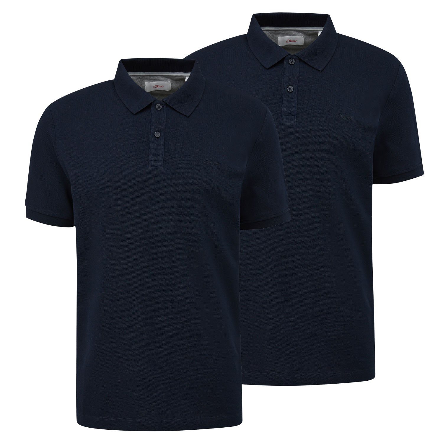 Poloshirt Logo-Stickerei, klassisch, Knöpfe, Piqué-Struktur, (2-tlg) 2er Pack sportive s.Oliver 2