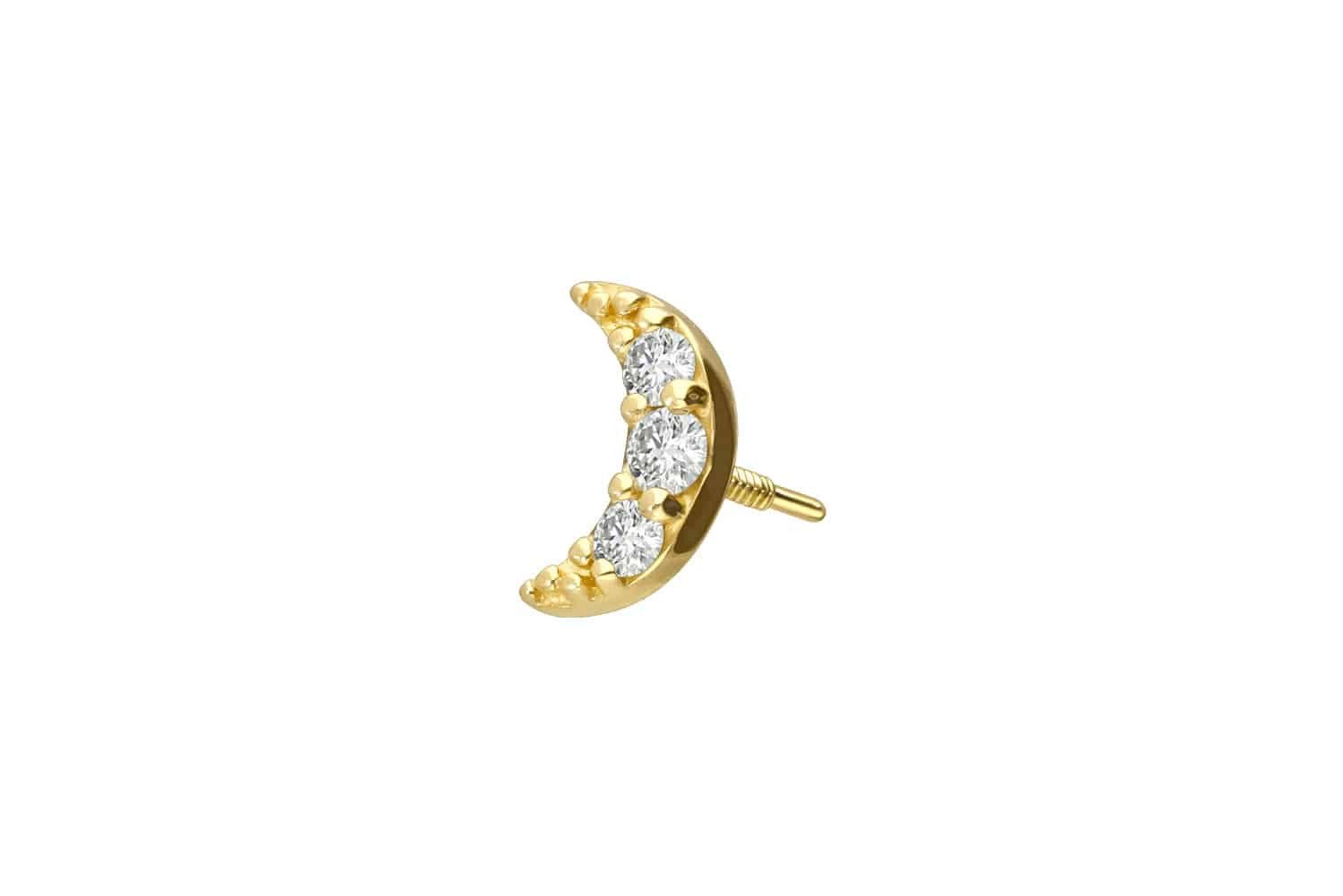 PIERCINGLINE Piercing-Set 18 Karat Gold Schraubaufsatz mit Außengewinde DIAMANT-MOND (Schraub-Aufsätze, 1-tlg)