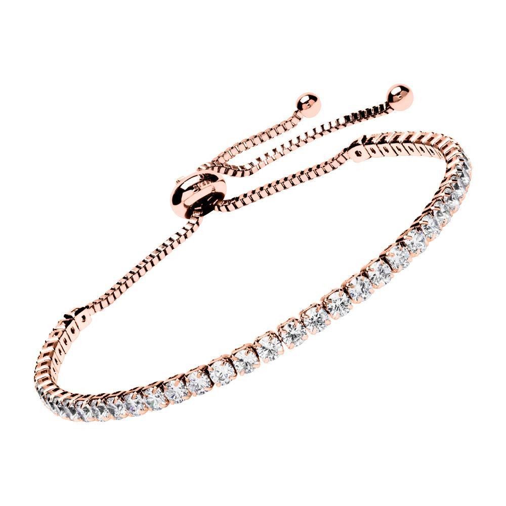 Unique Edelstahlarmband Tennisarmband Damen mit funkelnden Zirkonia in Rosé Edelstahl B5236