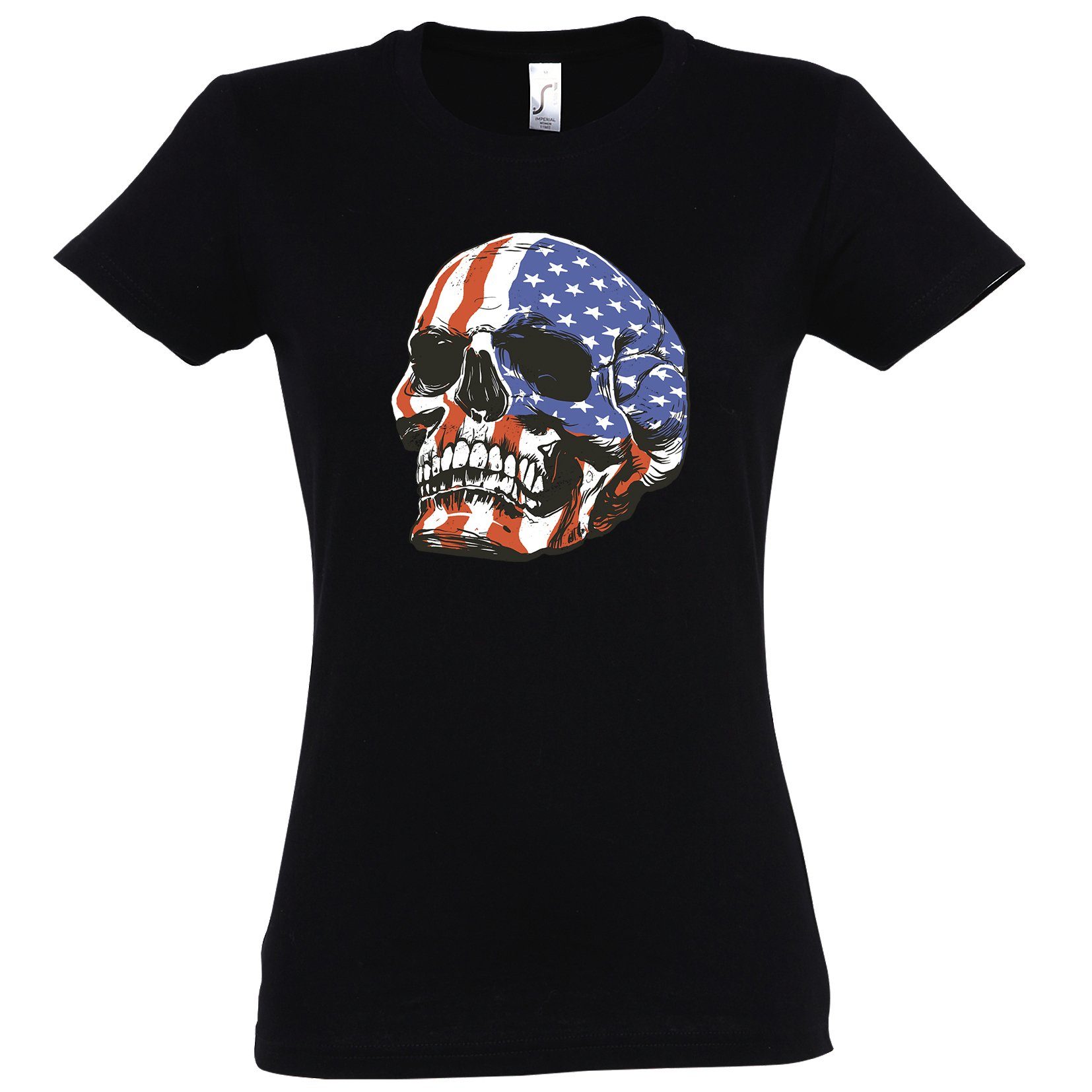 T-Shirt USA Totenkopf Schädel Damen Shirt