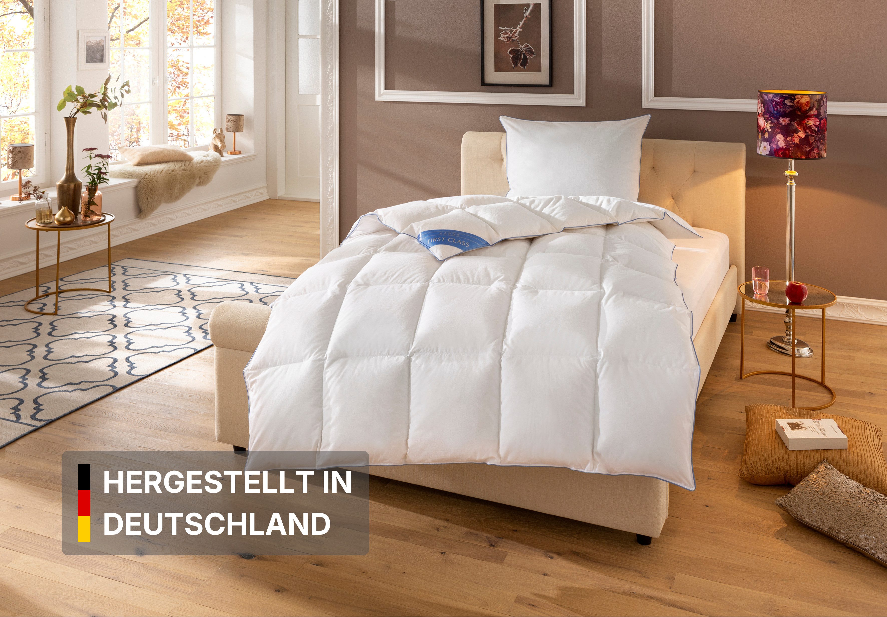 Hanse by RIBECO Daunenbettdecke Lina, Füllung: 90% Daunen & 10% Federn, Bezug: 100% Baumwolle, Hochwertiges Naturprodukt!