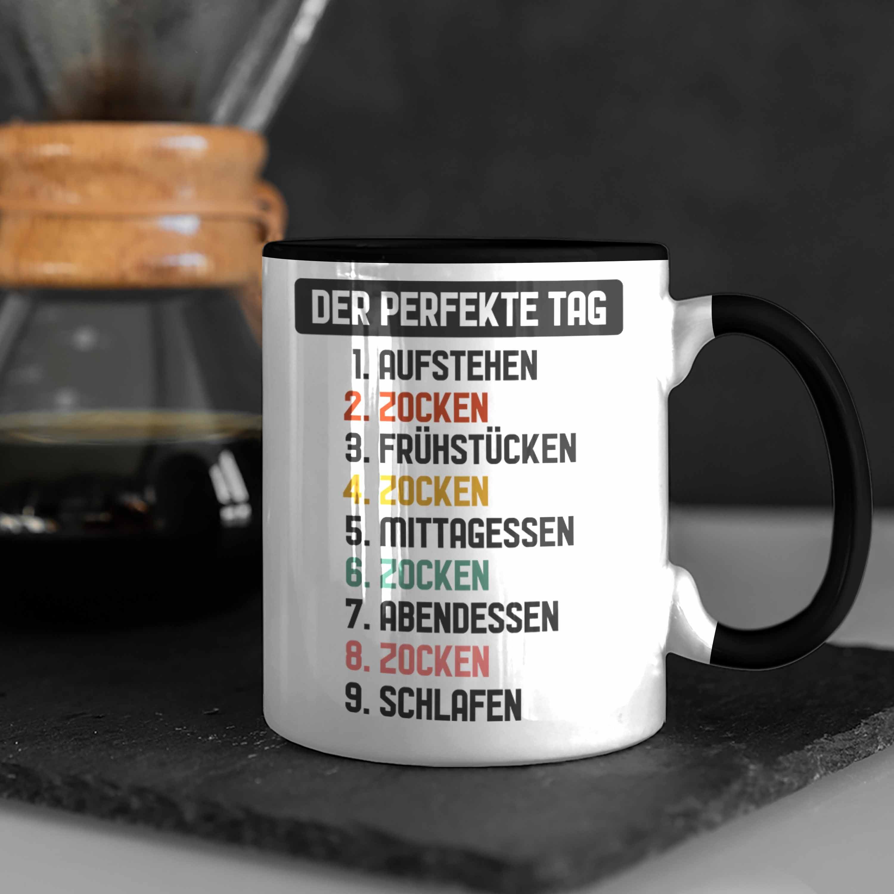 Trendation Tasse Tag Kaffeetasse Schwarz mit - Der Perfekte Gamer Jungs Trendation Zocker Tasse Gaming Geschenk Junge Spruch